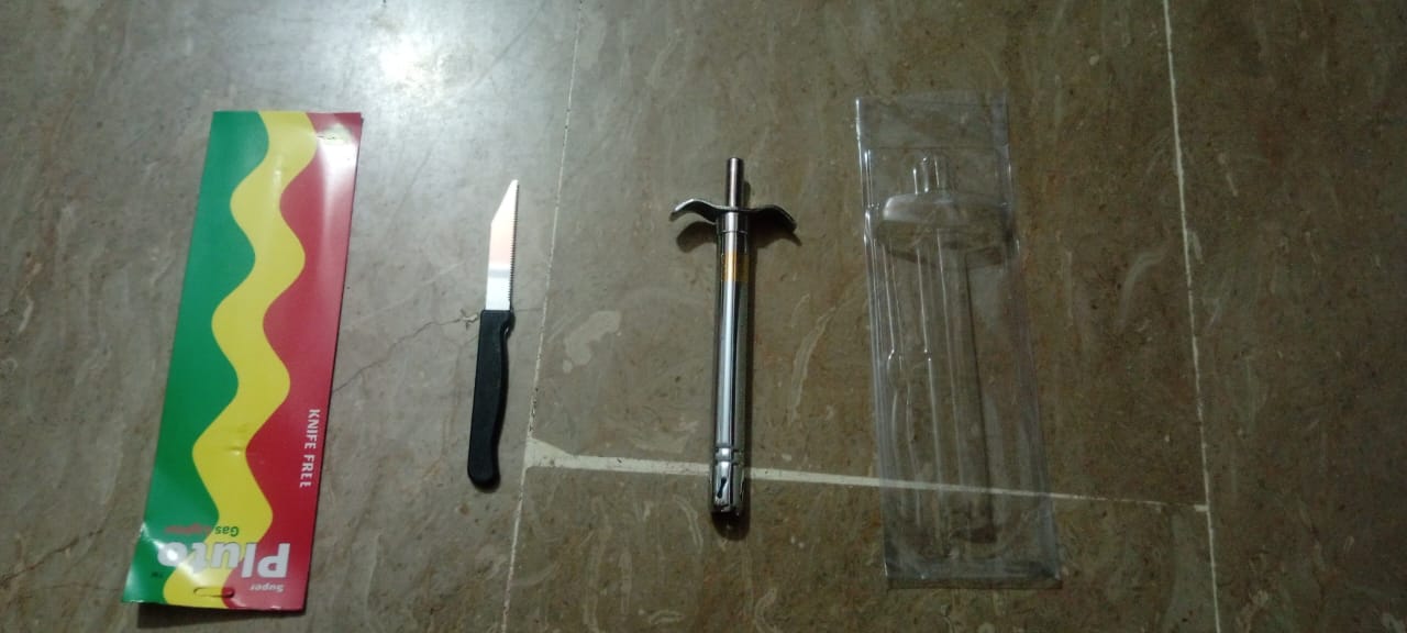 Lighter and one free steel nife and the pair of 3 in one set